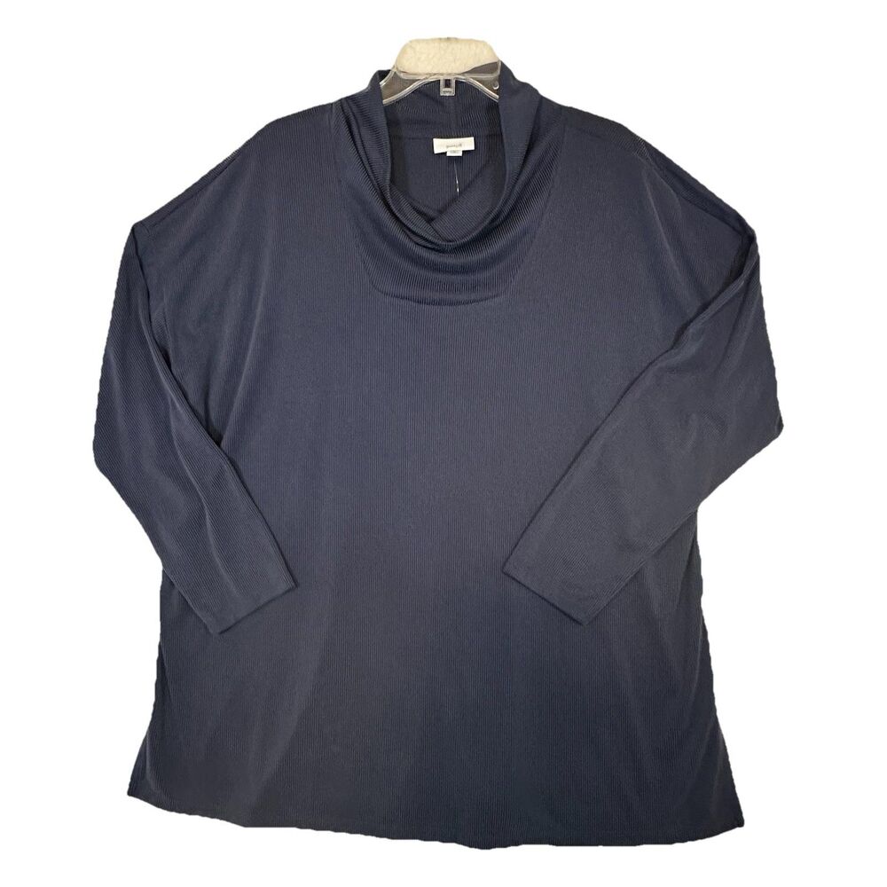J.Jill Ribbed Tunic Blouse Lagenlook Career Women 2XL NWT Blue Office  Momcore